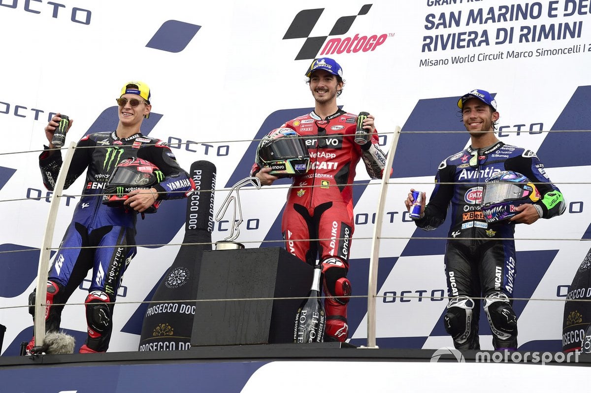 fabio-quartararo-yamaha-factor-1-1014 Podio: ganador Francesco Bagnaia, Ducati Team, segundo lugar Fabio Quartararo, Yamaha Factory Racing, tercer lugar Enea Bastianini, Esponsorama Racing