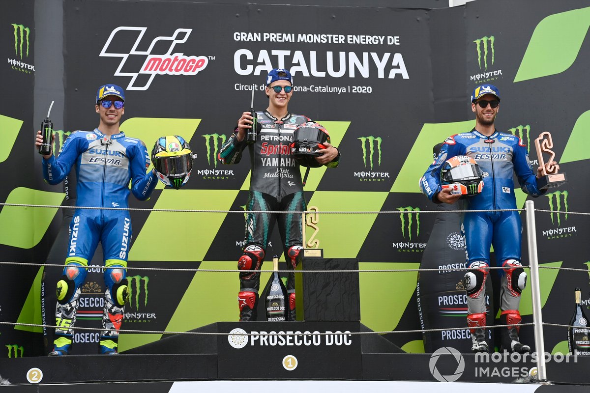 Podio: 1º Fabio Quartararo, 2º Joan Mir, 3º Alex Rins
