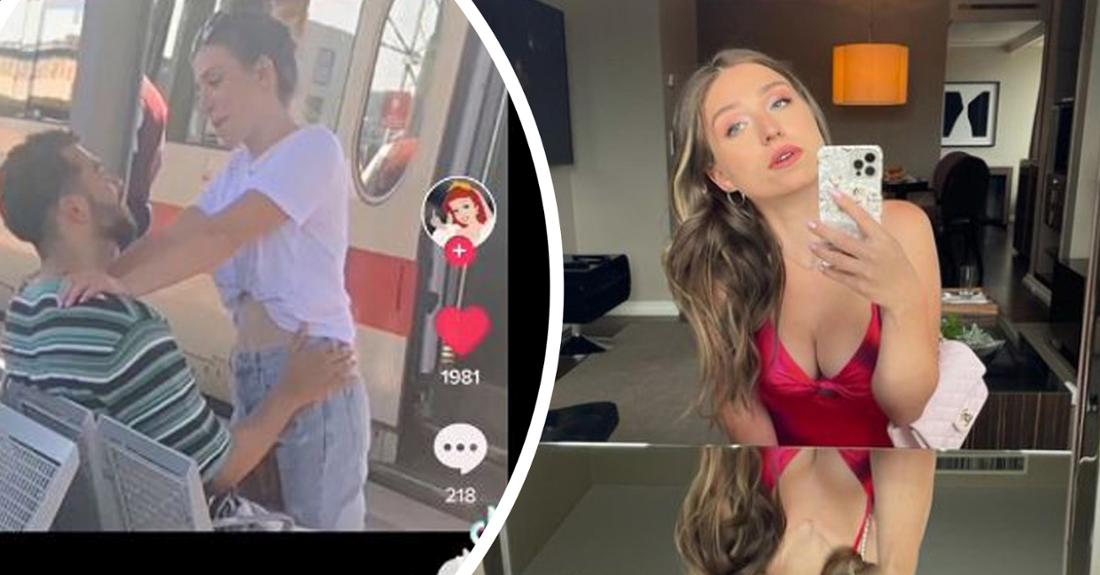 Bibi Claßen und Screenshot von TikTok wie Bibi anderen Mann küsst