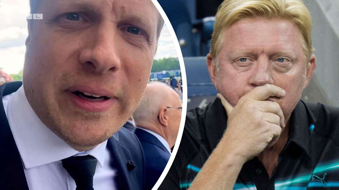 Oliver Pocher schaut erregt, Boris Becker niedergeschlagen