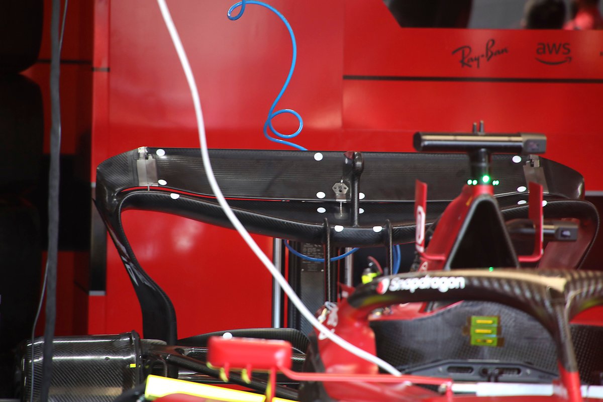 Detalle del alerón trasero del Ferrari F1-75