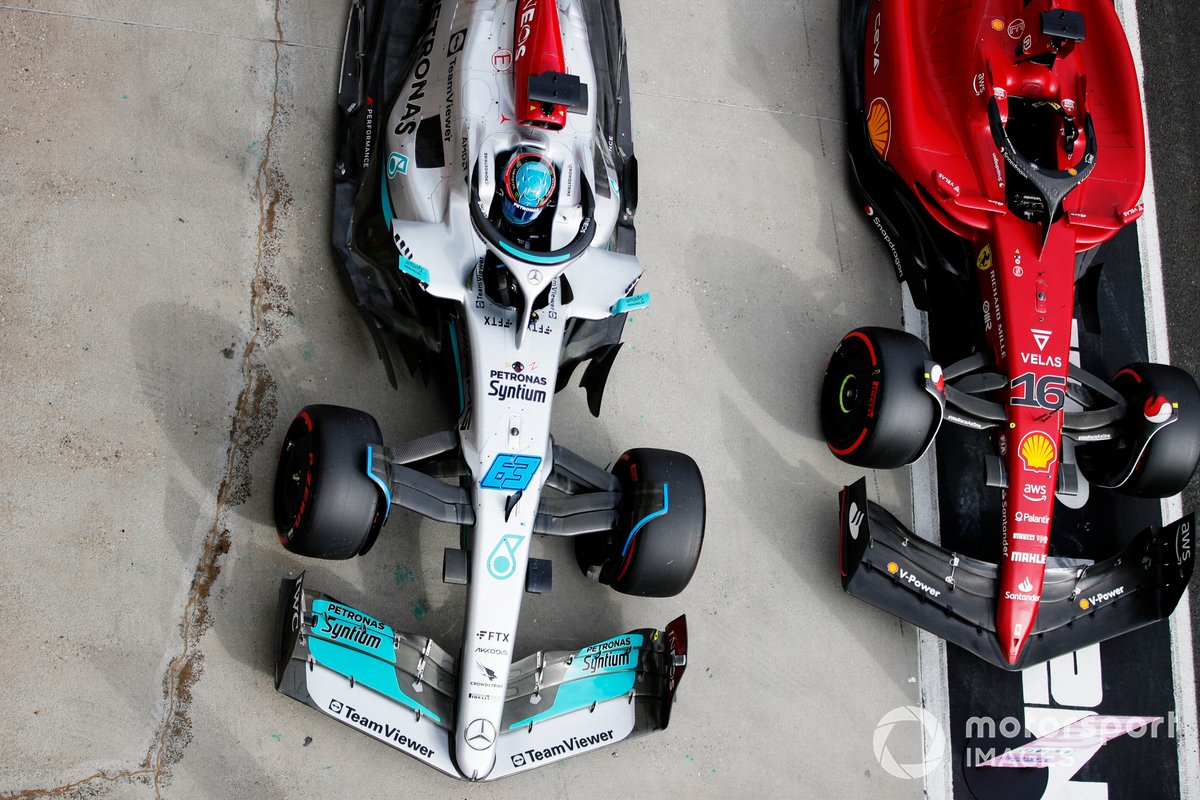 George Russell, Mercedes W13, aparca en Parc Ferme tras conseguir la pole