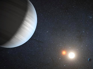 Discovered the first planetary system with two suns and two planets ...