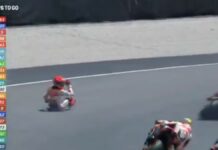 Márquez went to the ground in the second round and had to leave