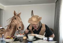 A cardboard horse named Russell