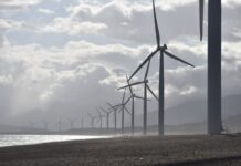 The dimensions of the blades of a wind turbine and the force they originate