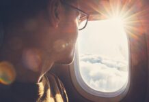 Why do you have to pull up the window blinds when taking off and landing the plane?