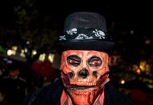 Police on duty against Halloween rioters