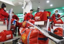 Scandal in the plane: rowdy ice hockey players ensure police use