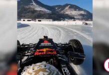 Verstappen gives a lesson on snow driving in a Formula 1