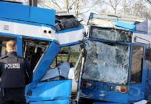 Many injured in a collision between two trams