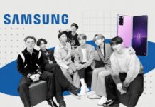 BTS took to the screens of Times Square to promote this new Samsung phone