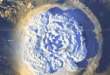 The eruption of the Tonga volcano would have started with a tsunami as high as the Statue of Liberty