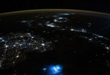 NASA captures the glare of lightning and moonlight in a photo